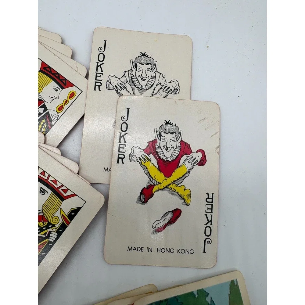 Vintage Hong Kong Double Deck Playing Cards Set w/ Pictorial Wildlife Cards